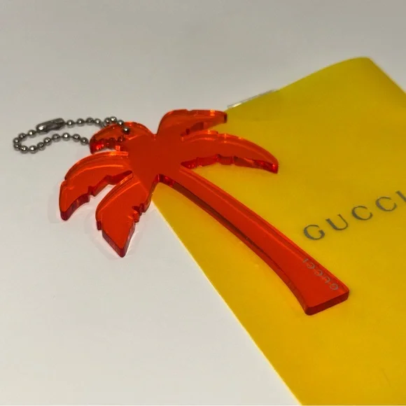GUCCI Orange Palm Tree 2020 Resort Launch Party Key Chain Bag Charm - Picture 2 of 7